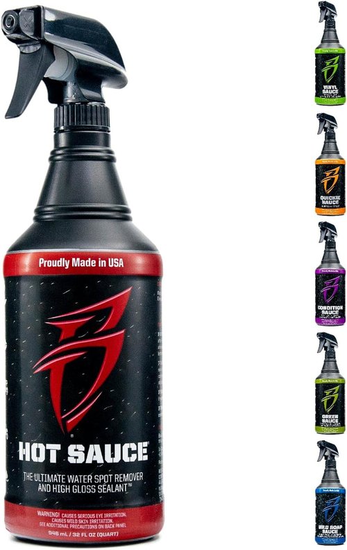 Boat Bling Hot Sauce Hard Water Spot Remover - High-Gloss Wax Sealants, 32 oz., Black