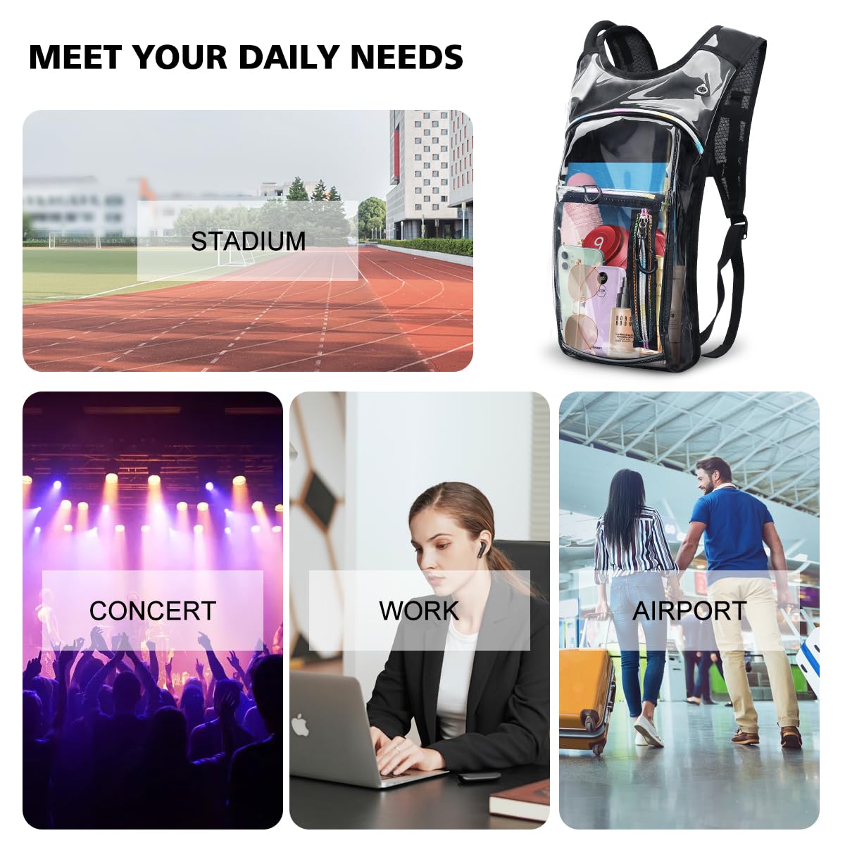 Hydration Backpack, Water Backpack with 2L Hydration Bladder, Rave Backpack Hydration Pack, Festival Essential for Raves, Hiking, Cycling, Climbing, Running, Outdoor, Camping and More