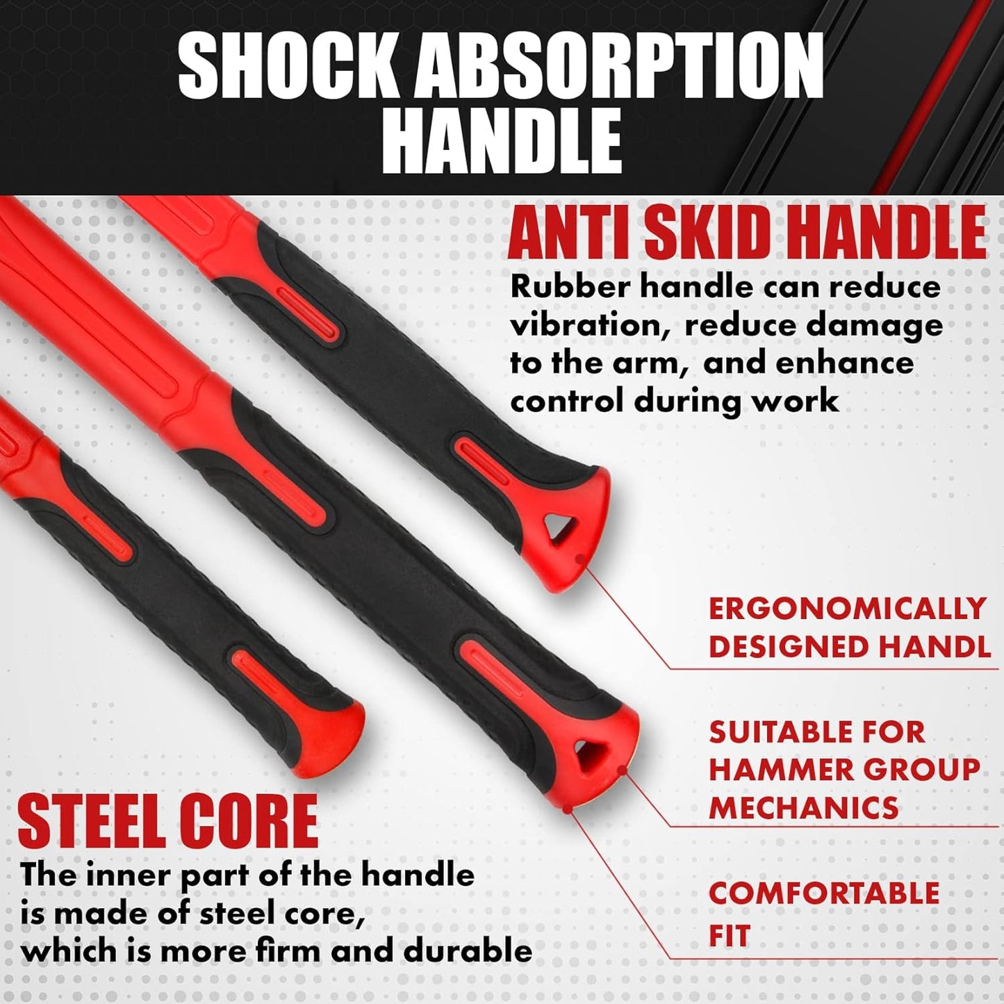5-Piece Hammer Set with Fiberglass Handles | Ball Peen, Rubber Mallet & Sledge Hammers