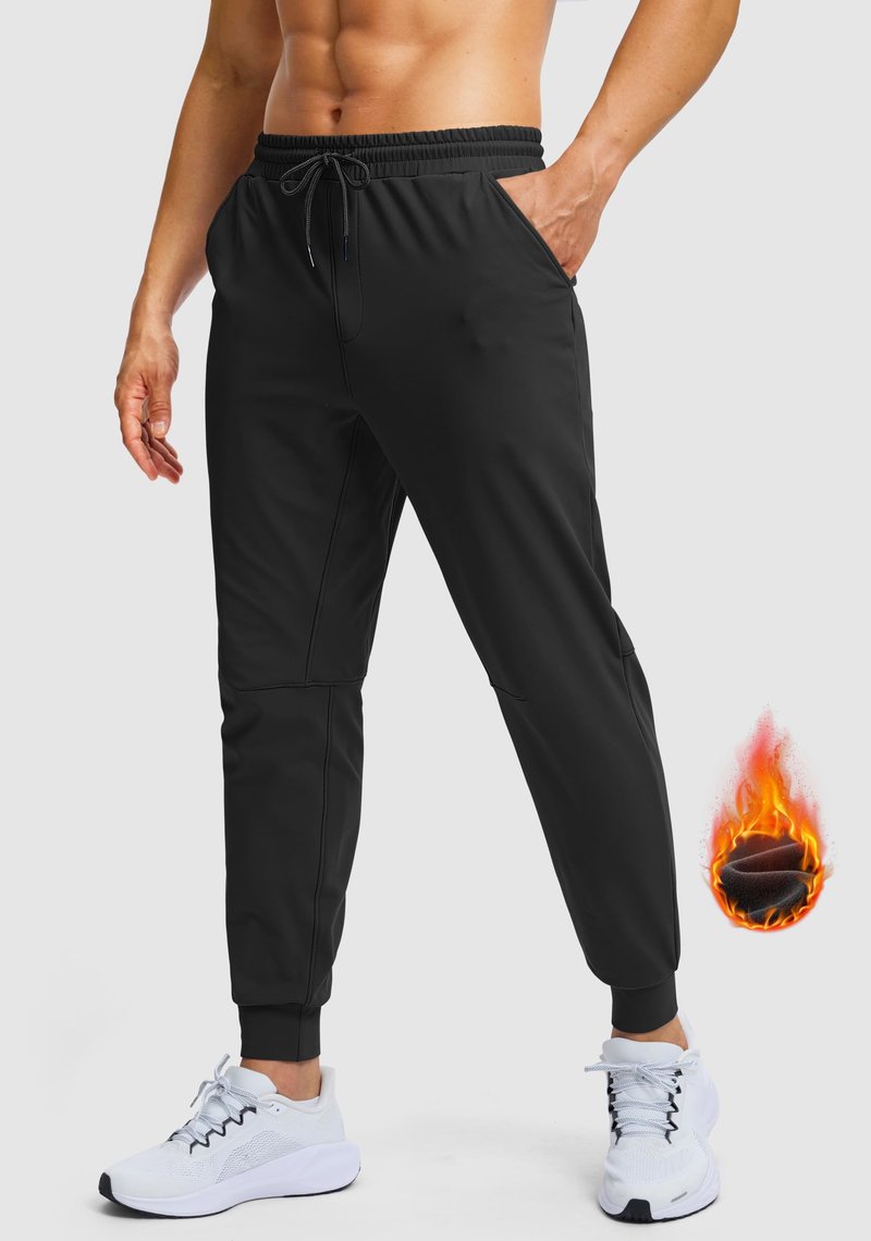 G Gradual Men's Fleece Lined Athletic Pants with Zipper Pocket Winter Warm Joggers Water Resistant Running Sweatpants for Men(Black,M)