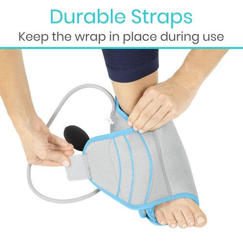 Vive Compression Ankle Ice Pack Wrap for Foot Pain Relief - Soft Cold Brace for Recovering Injuries - Support for Swelling, Sprains, & Fractures - Filled with Reusable Gel, Fits Small & Large Feet
