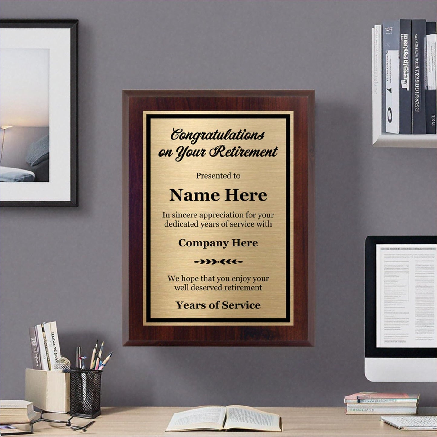 Customized Retirement Plaque 8x10 - Personalized Retirement Gift for Co-Worker, Employee, Boss, Friend, or Family - Recognition Award for Men and Women - Custom Engraved Appreciation Plaque for Retiree