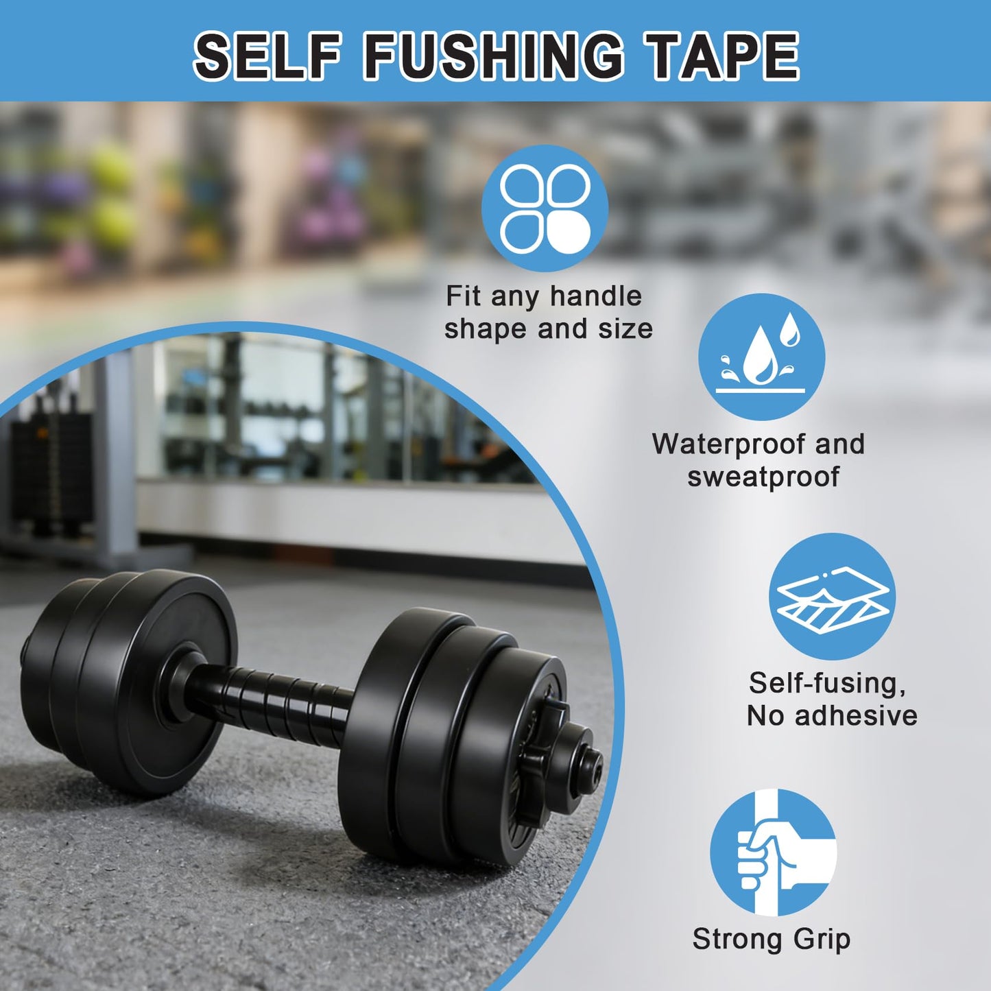 VITEAM Grip Tape Silicone Rubber Grip Tape Fusion Water-Resistan Tape for Handle，Pull Up Bar, Barbells, Dumbbells, Lacrosse, Sport Equipments and Tools Pink
