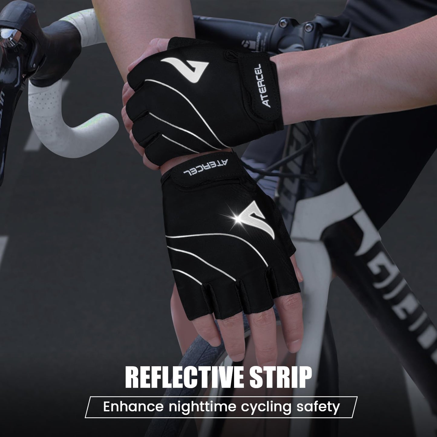 ATERCEL Cycling Gloves with Padded SBR for Road & Mountain Biking - Breathable, Elastic Back, Men & Women's Bicycle Gloves