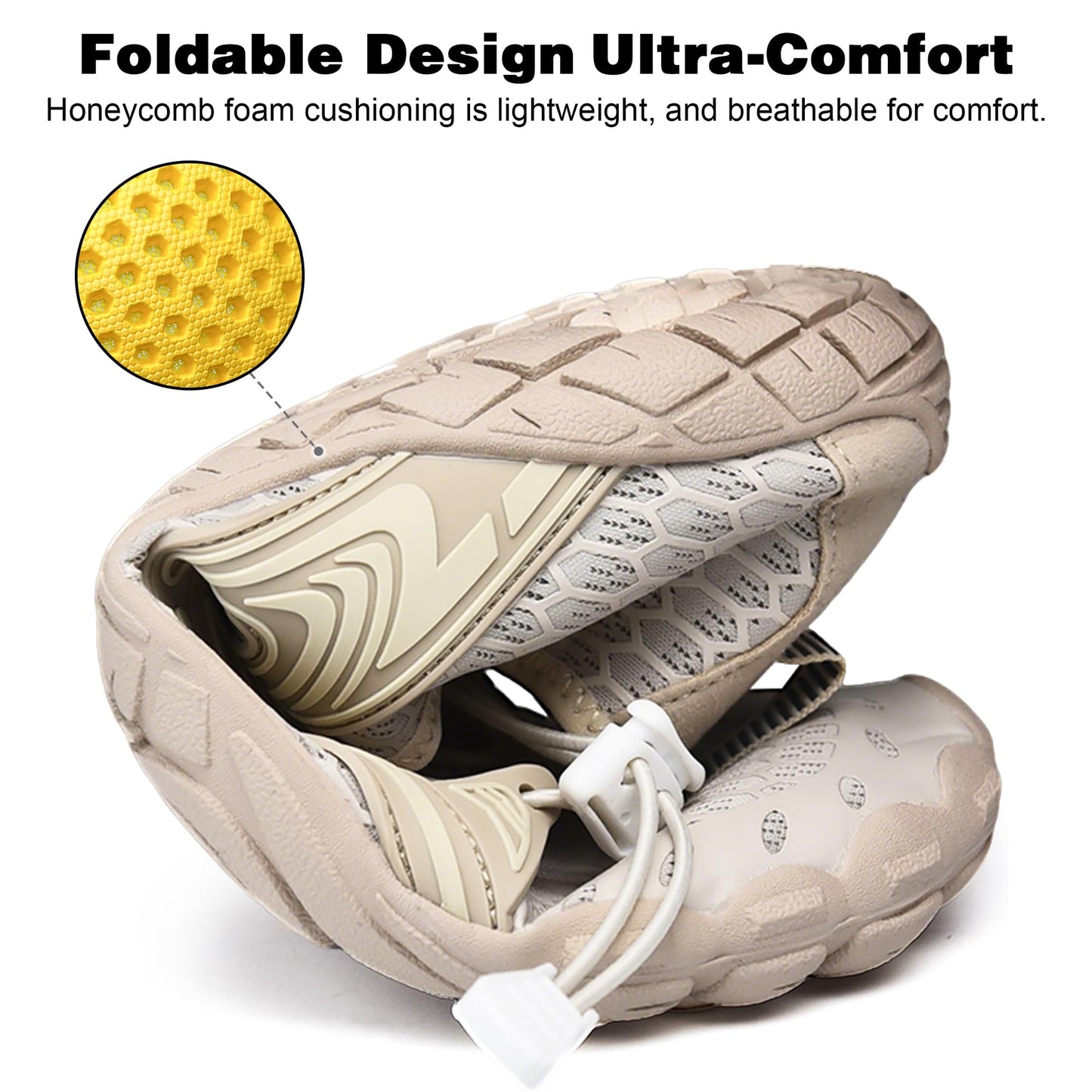 Beige Water Shoes for Women and Men, Swim Beach Hiking Quick-Dry Aqua Shoes, Lightweight Barefoot Feel Non-Slip Pool Shoes for Travel Outdoor Activitie
