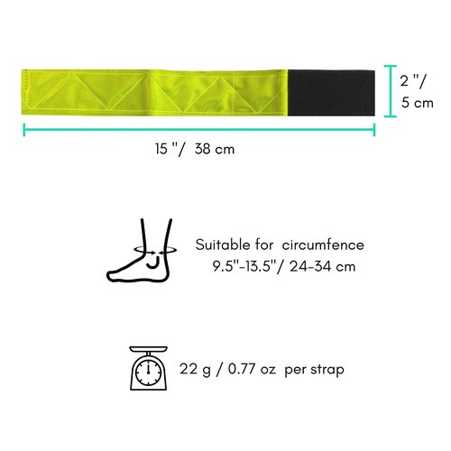 Vincita High Visibility Reflective Bands (Pair) – Adjustable Ankle Straps for Cycling, Running & Walking – Trouser Pant Guard & MOLLE Backpack Compatible Safety Gear (Pair of 2)