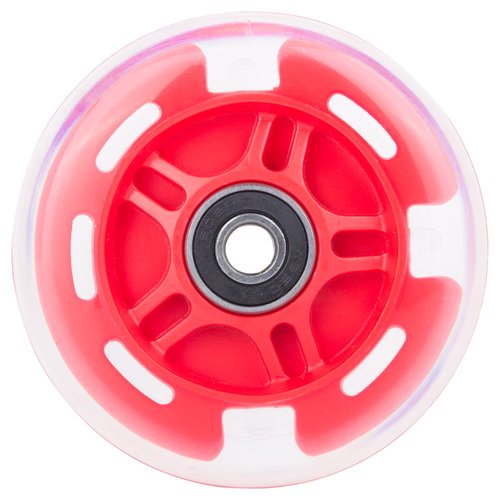 AOWESM 80mm Light Up Scooter Wheels L.E.D.Flashing 3-Wheel Kick Scooter Rear Replacement Wheels for Kick Push Scooters, Inline Skates, Micro Kickboard, Luggage and more (2-Pack) (Red)