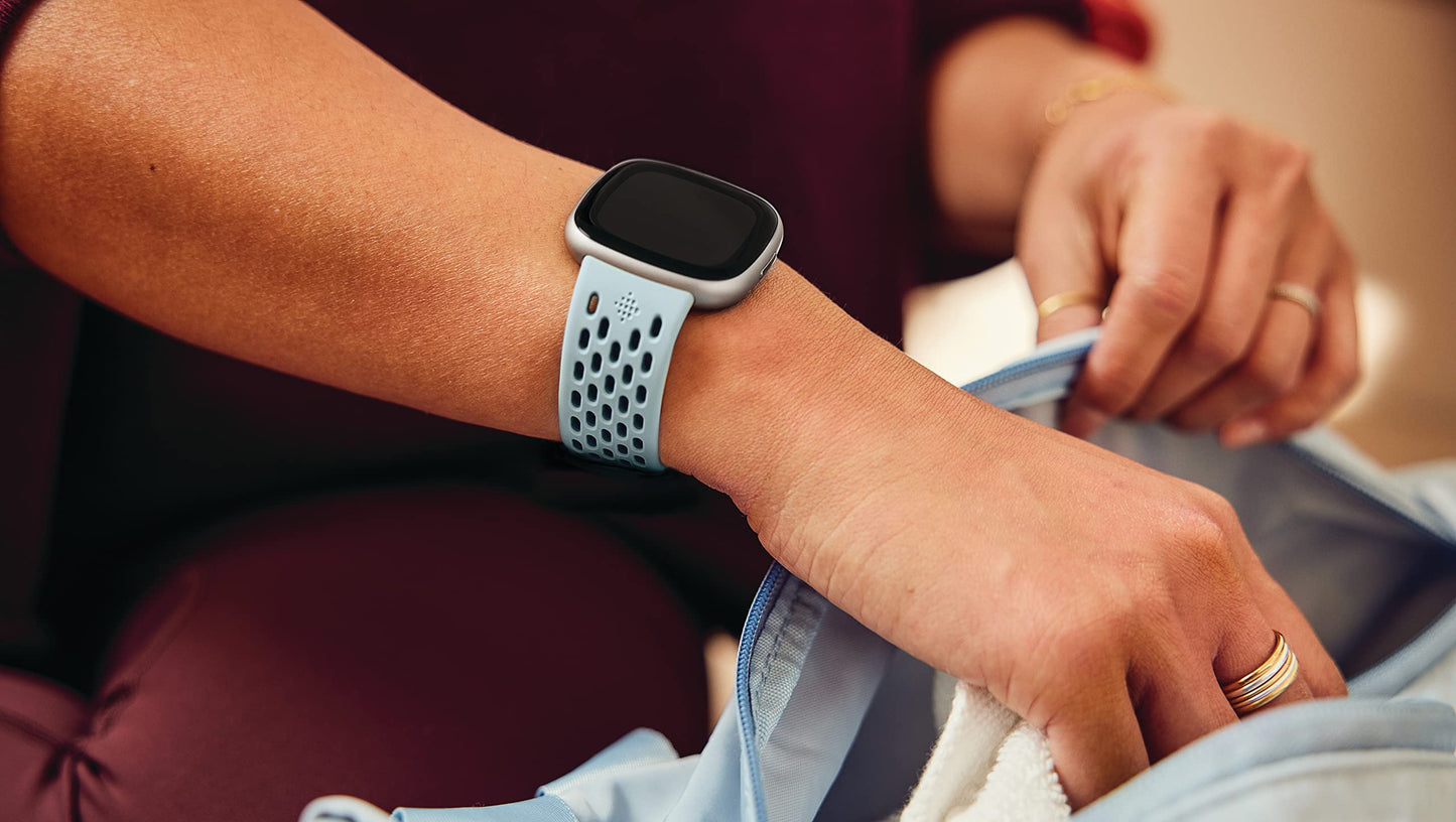 Fitbit Sport Band, 24mm Attach,Sea Blue/Ocean,Small *Compatible with Sense 2, Sense, Versa 4 & Versa 3