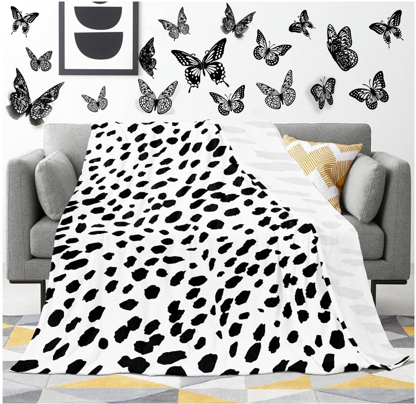 3D Butterfly Wall Decorat 48 Pcs 3 Sizes 4 Styles, Birthday Decorations Butterflies Party & Cake Decoration-Removable Gold Decorations (Black48 pcs)