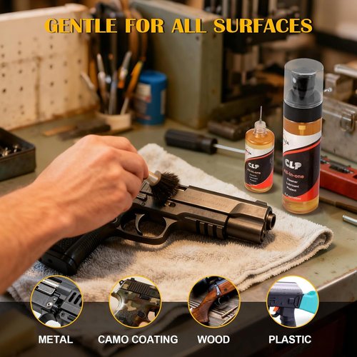 CLP Gun Cleaning Oil - 3.7oz Needle Oiler & Cleaner with Reusable Cloth Swabs for Firearm Maintenance