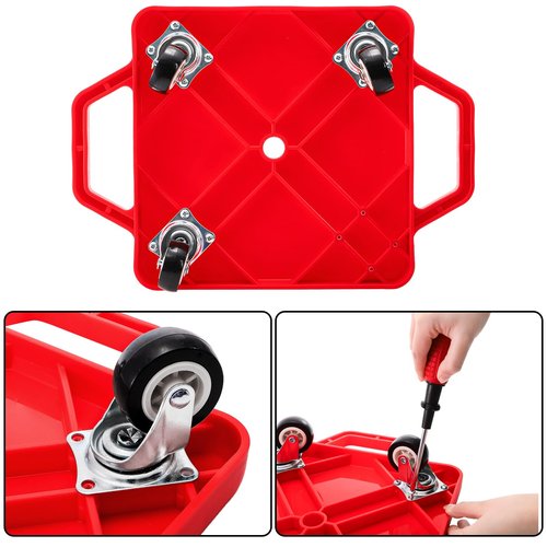 AVLA 4 Pack Sports Scooter Board with Handles, Plastic Casters Floor Scooters for Kids, Indoor Sitting Scooter with Rollers, Physical Education for Home, Homeschool Supplies