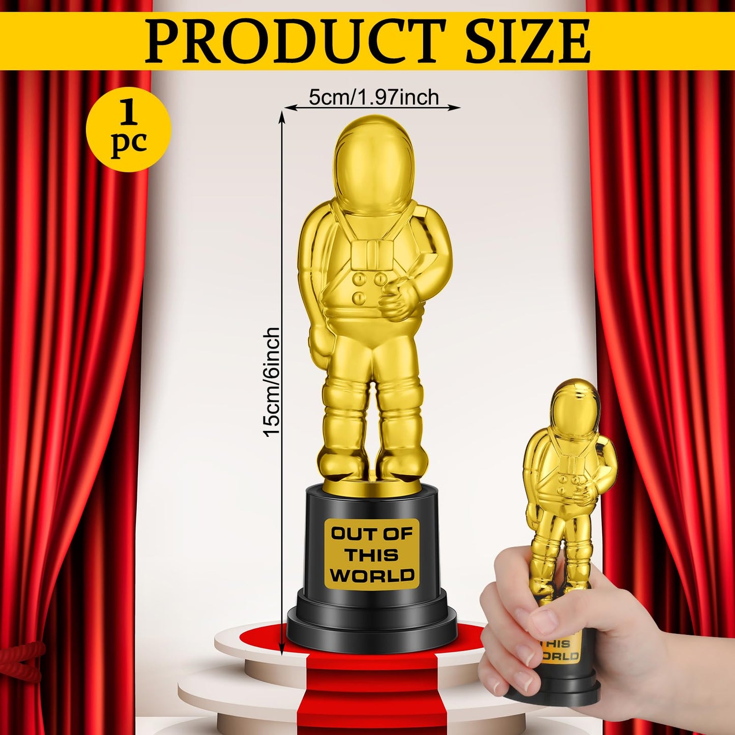 Tondiamo Trophy Celebrate the Top Award 6 Inch Tall Plastic MVP Funny Game Trophy and Awards for Employees Boss Custom Competition Gifts(Astronaut)