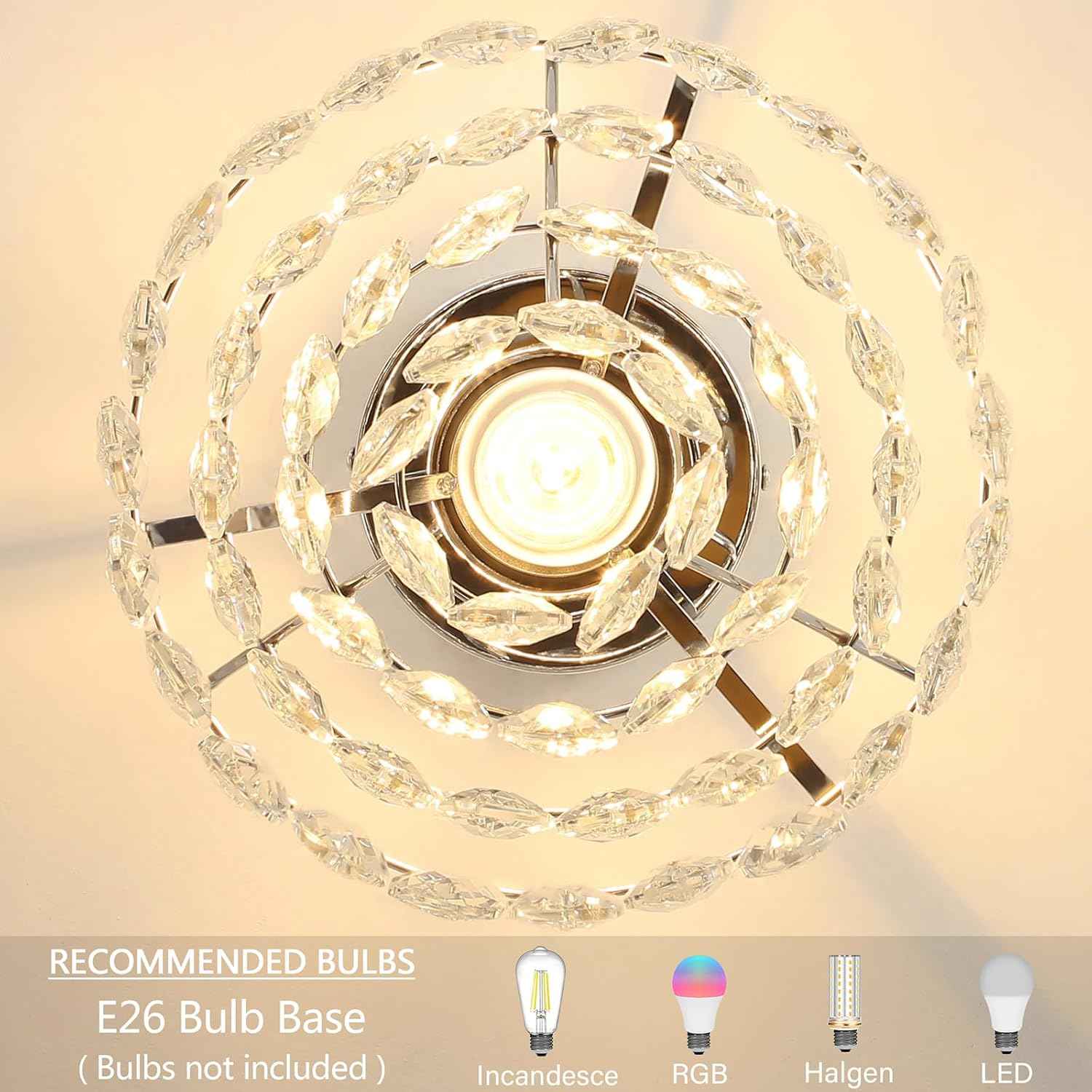 Gold Crystal Mini Chandelier - Modern Flush Mount Ceiling Light for Hallway & Bedroom