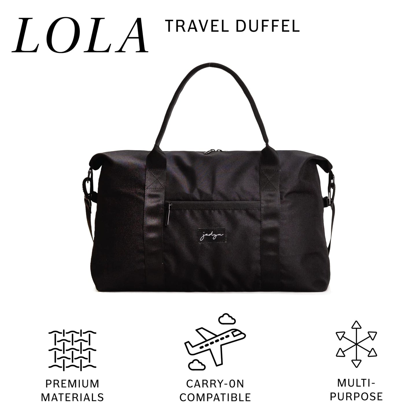 Jadyn Lola Travel Bag, Weekender/Overnight Duffel, Gym Tote Bag for Women, Men