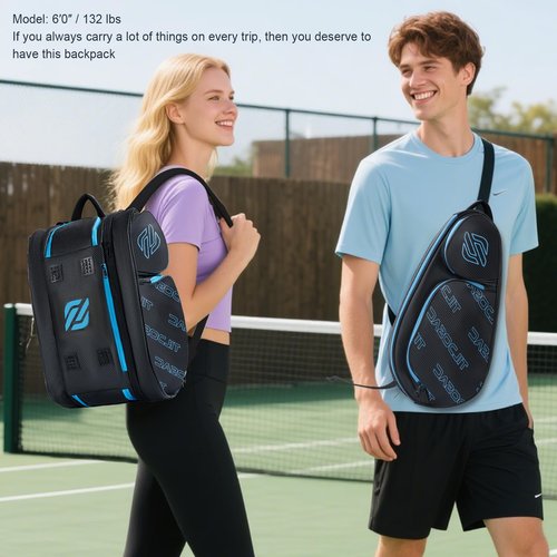 TILDOSAC 2-in-1Detachable Pickleball Bag for Women & Men|Tennis Bag with Aluminum Foil-Insulated Racket Compartment|Fits Pickleball/Badminton/Tennis/Padel Rackets (Black Blue)