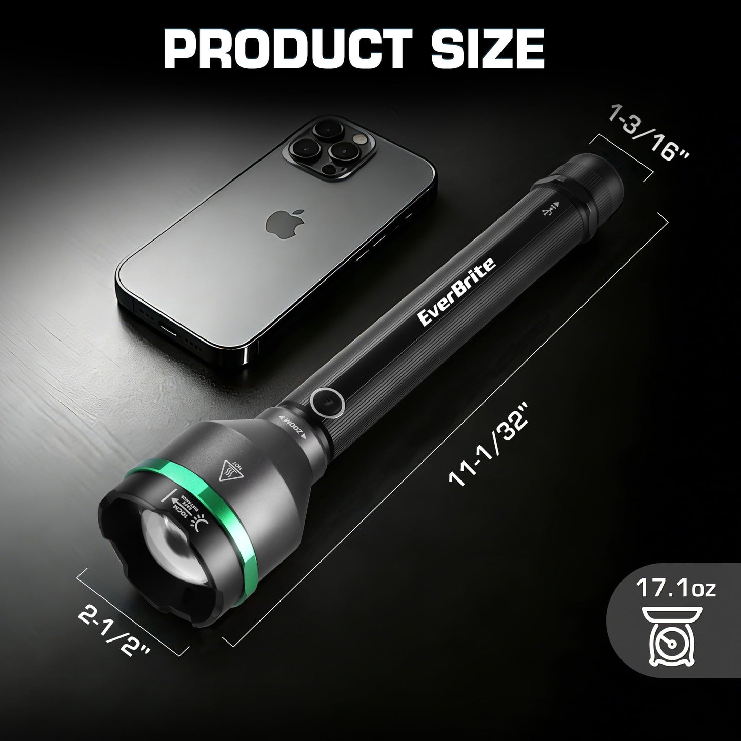 EverBrite 5000 High Lumens Rechargeable Flashlight, 5 Modes Zoomable Tactical Flash Light High Powered, LED Super Bright Spotlight for Hunting Hiking Camping Home Emergency& Survival Gear