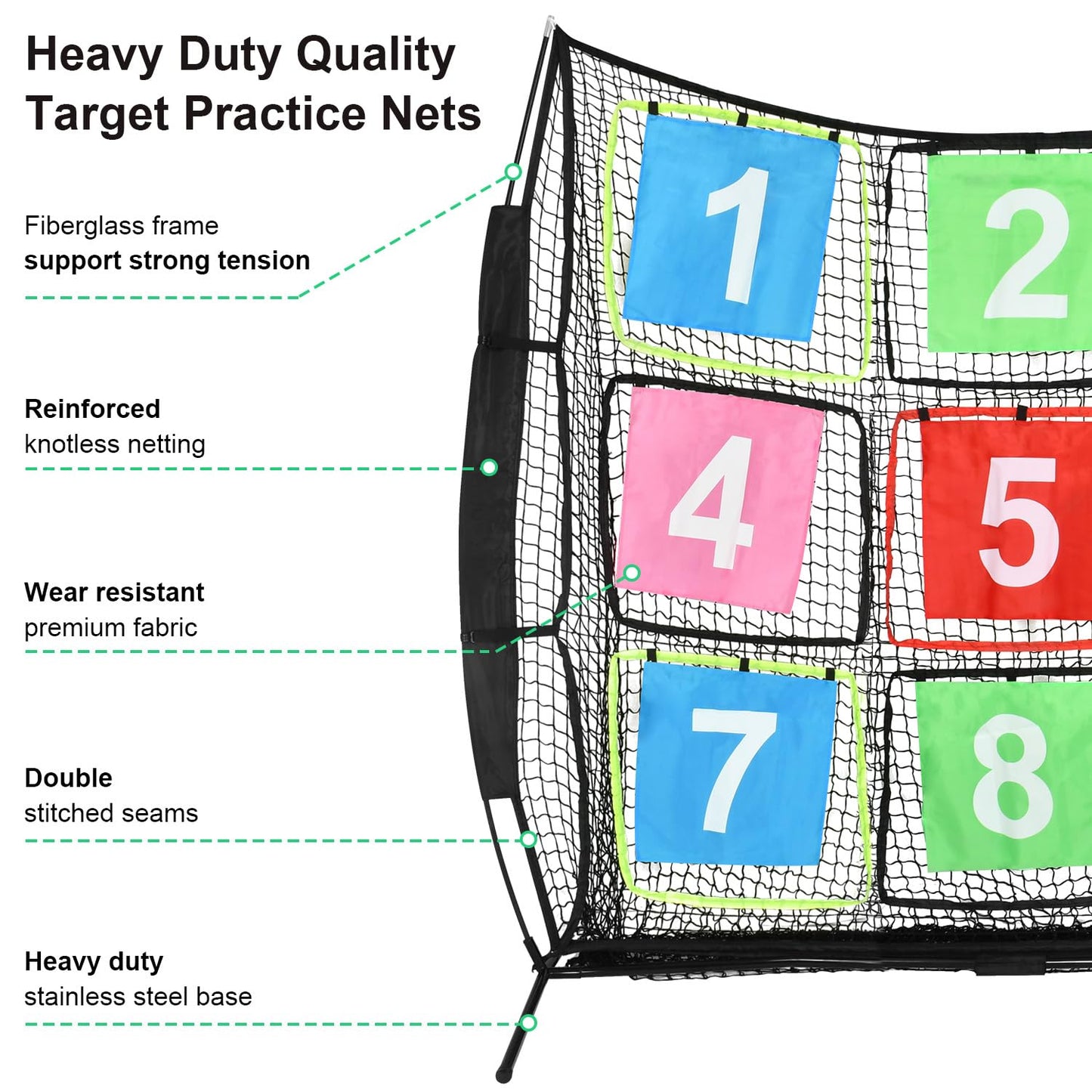 Disc Golf Net Portable Disc Training Net with 9 Target Multifunctional Practice Net Disc Golf Target Net for Backyard Indoor Outdoor Game,7ft x 7ft