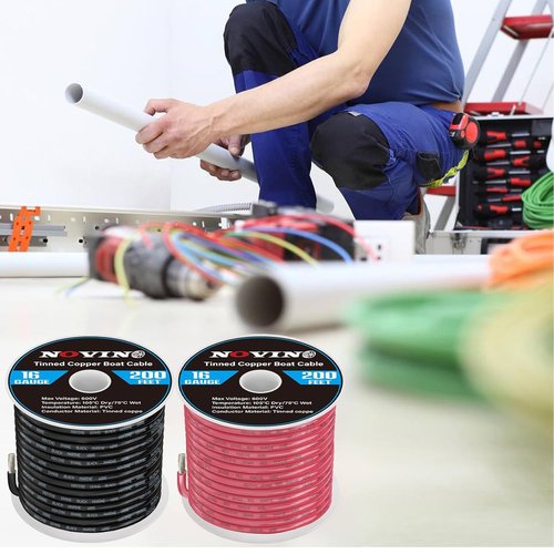 16 Gauge Marine Wire - Tinned Copper Electrical Cable for Boats & Automotive | 200FT Red & Black