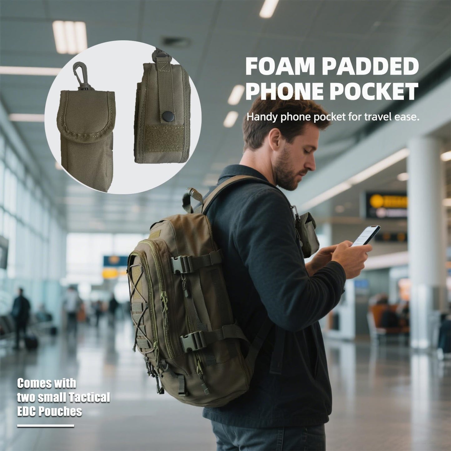 Miramrax Tactical Backpack Military Army Daypack - Assault Pack for Men Molle Backpacks Bug Out Bag 3 Day Pack for Hiking Camping Travel Hunting Rucksack Trekking Green