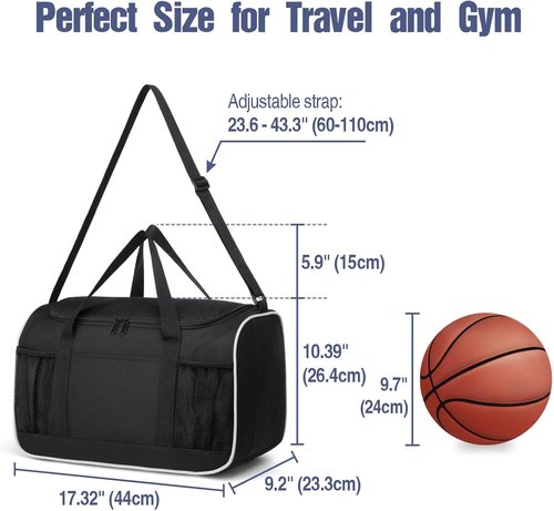 BuyAgain Duffle Bag - 17" Small Travel Gym Bag | Lightweight & Versatile Carry-On