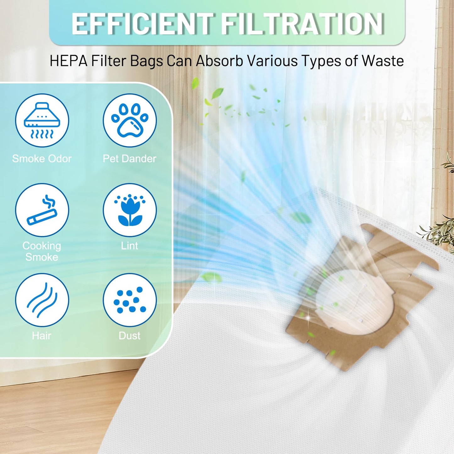 6 Pack 204814 Vacuum Bags Compatible with Kirby, Micron Magic Vacuum Cleaner Bags Fit for Kirby Avalir/Sentria/Ultimate G Series Models Replaces 204811 205811 F-Style & Twist-Style