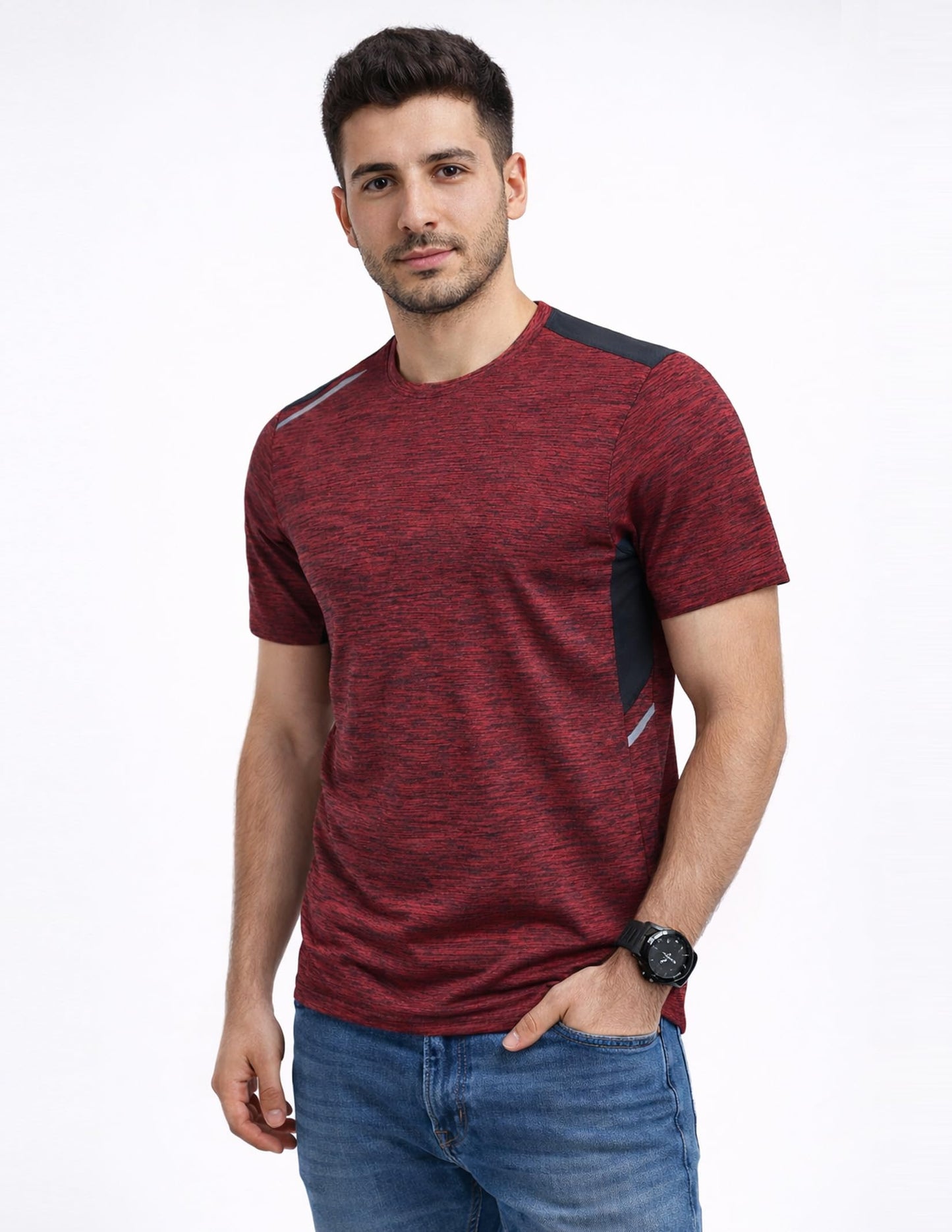 5 Pack Men’s Active Quick Dry Crew Neck T Shirts | Athletic Running Gym Workout Short Sleeve Tee Tops Bulk (Set 2, X-Large)