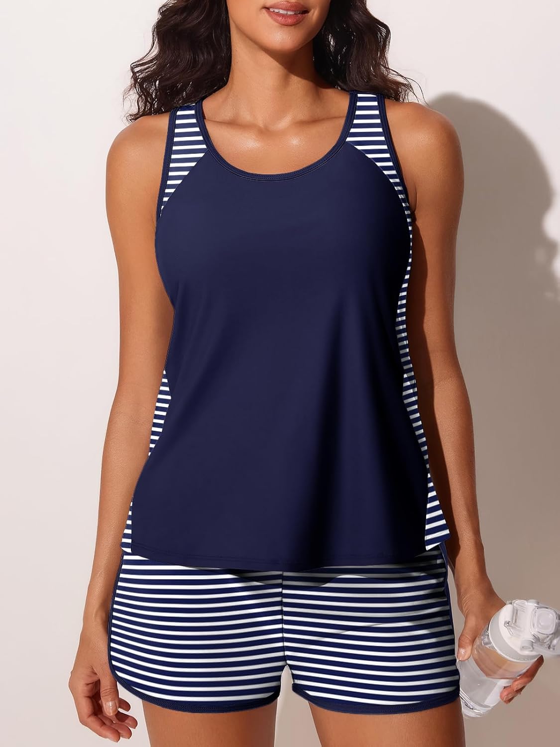 Summer Mae Tankini Swimsuit - Tummy Control Two-Piece with Sporty Pockets & Swim Shorts