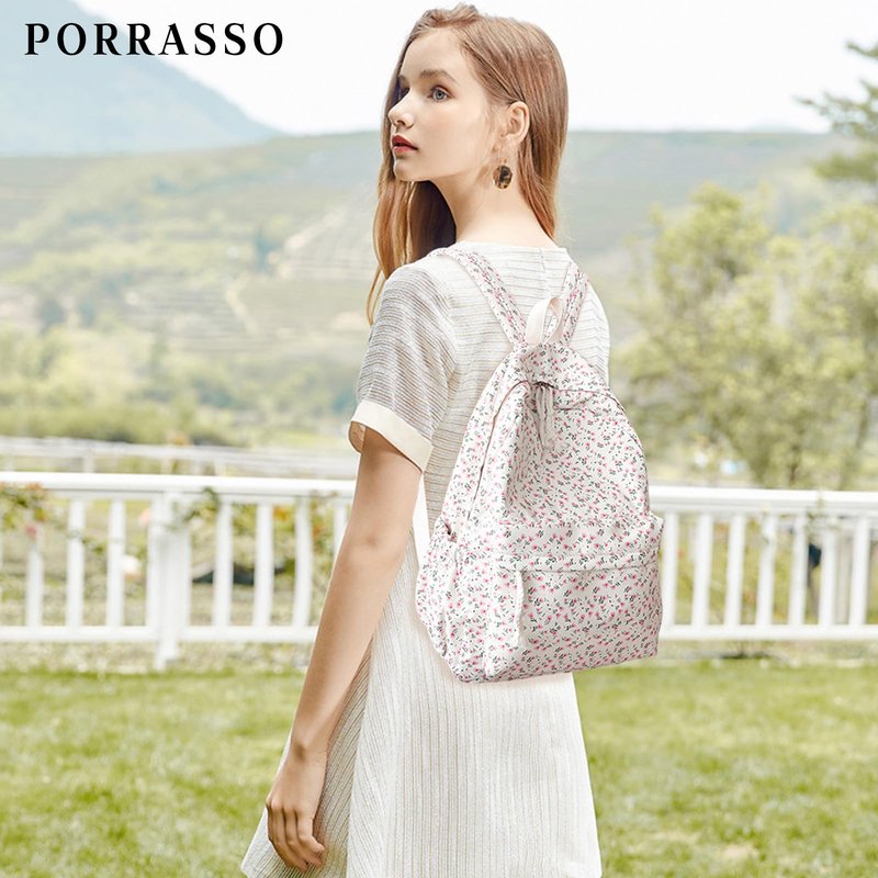 PORRASSO Backpack Casual Daypack Women Lightweight Rucksack Large Nylon Bookbag for Travel Daily Use White B