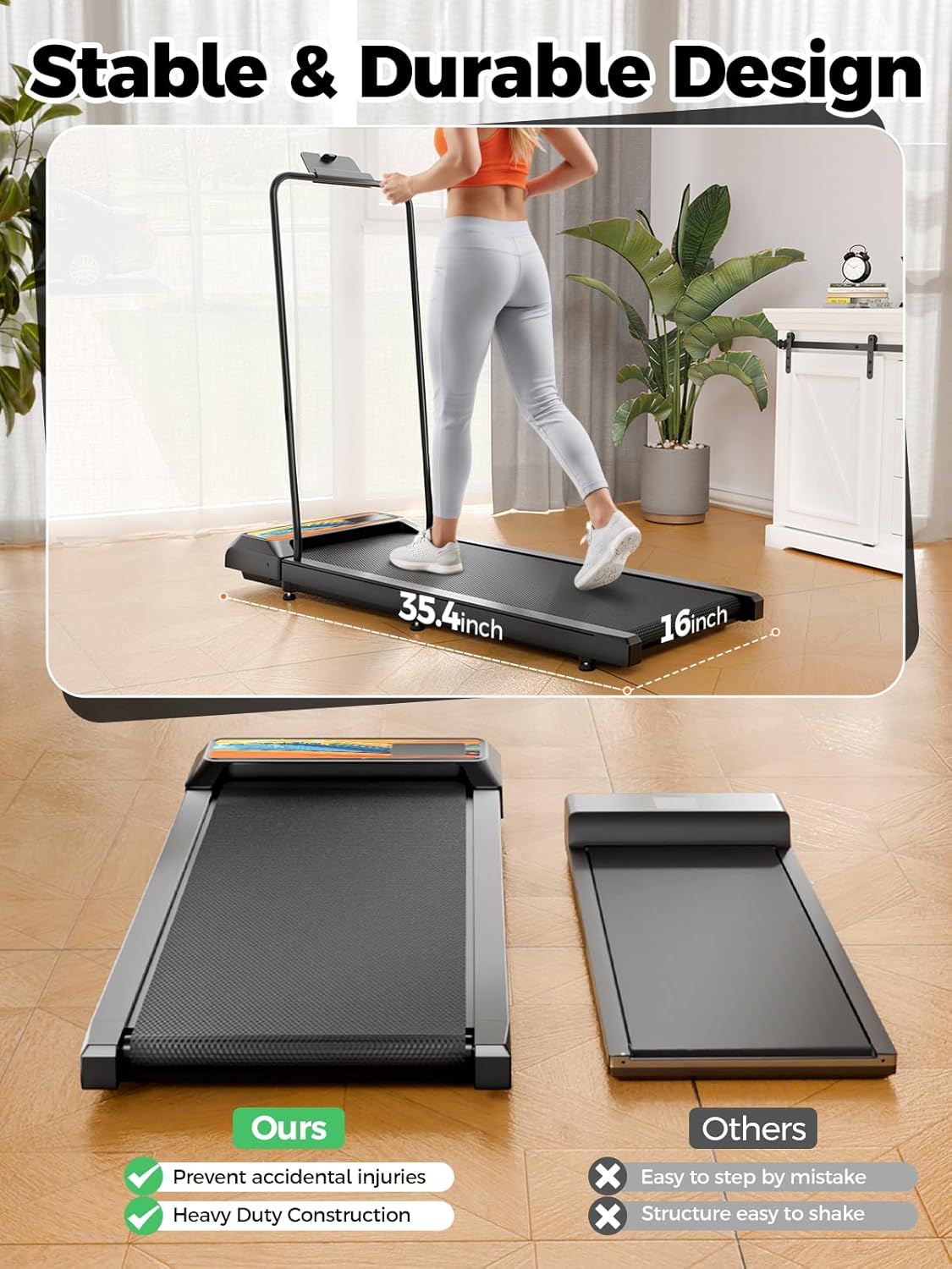 Skiennix Walking Pad Treadmill - 10% Incline for Enhanced Home Workouts