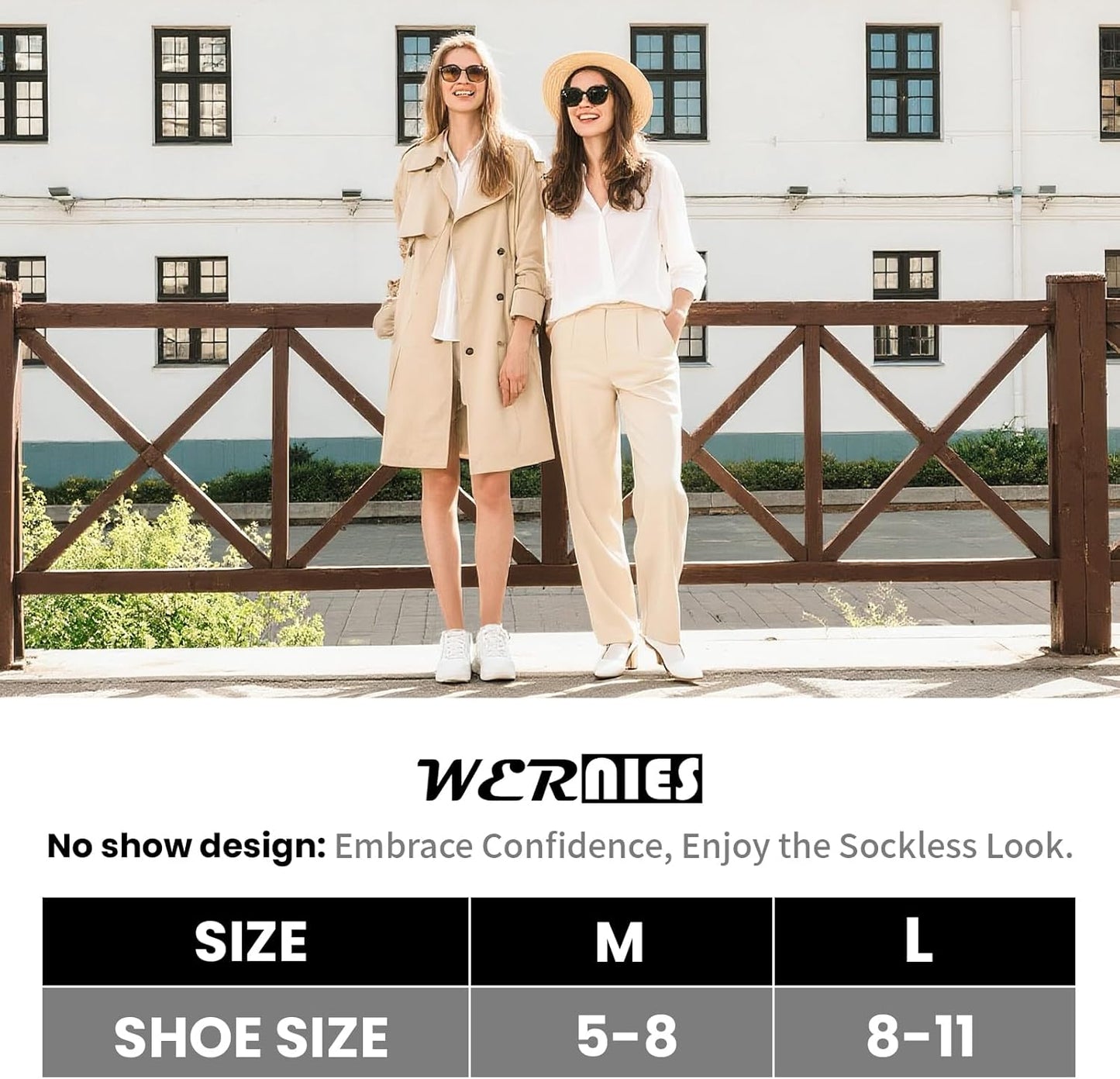 Wernies No Show Socks for Women - 8 Pairs of Invisible Ankle Cotton Socks, Low Cut Casual Style