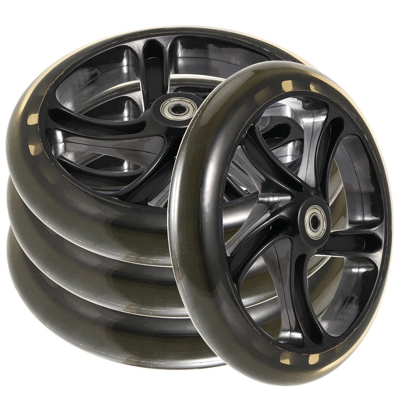 SEUNMUK 4 Pack 8 Inch /200mm Scooter Replacement Wheels, Adult Teen Kick Scooter Wheel Solid Replacement Wheels Set with ABEC-11 Bearings for Most Push Kick Scooters, Black
