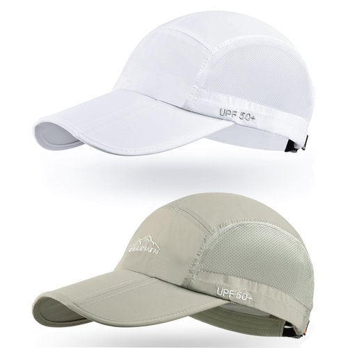 ELLEWIN 2 Pack Unisex Baseball Cap Foldable Sports Hat with UPF 50+ Runing Hat for Men and Women Dark Gray/Light Gray