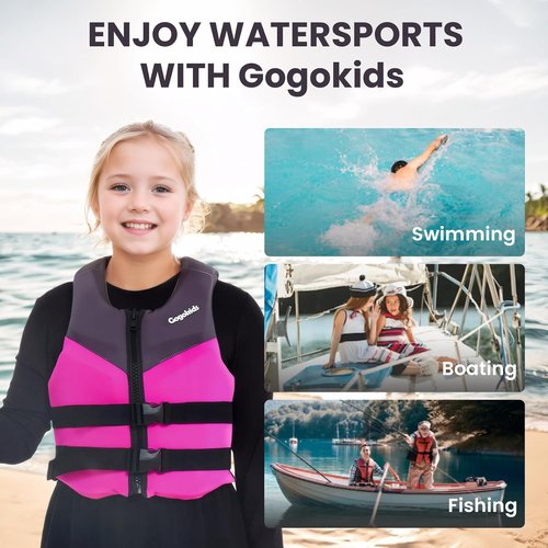 Gogokids Youth Swim Vest - Soft 3D Fabric Jacket for Kids & Teens | Adjustable Float Vest 50-125 lbs