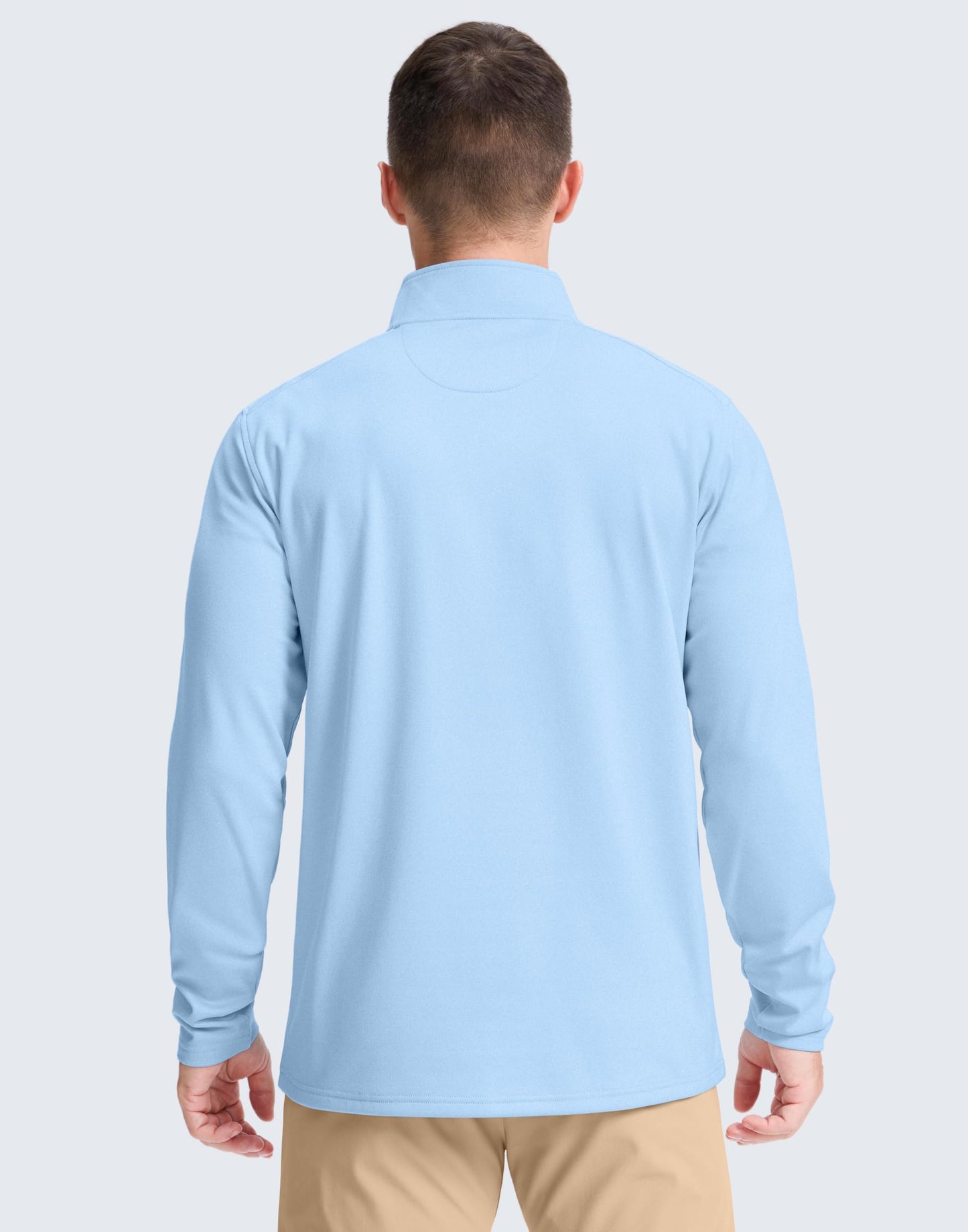 Obla Golf Quarter Zip Pullover Men Fleece Mock Neck Sweatshirt Winter Warm 1/4 Zip Long Sleeve Golf Shirt (Light Blue Melange_L)