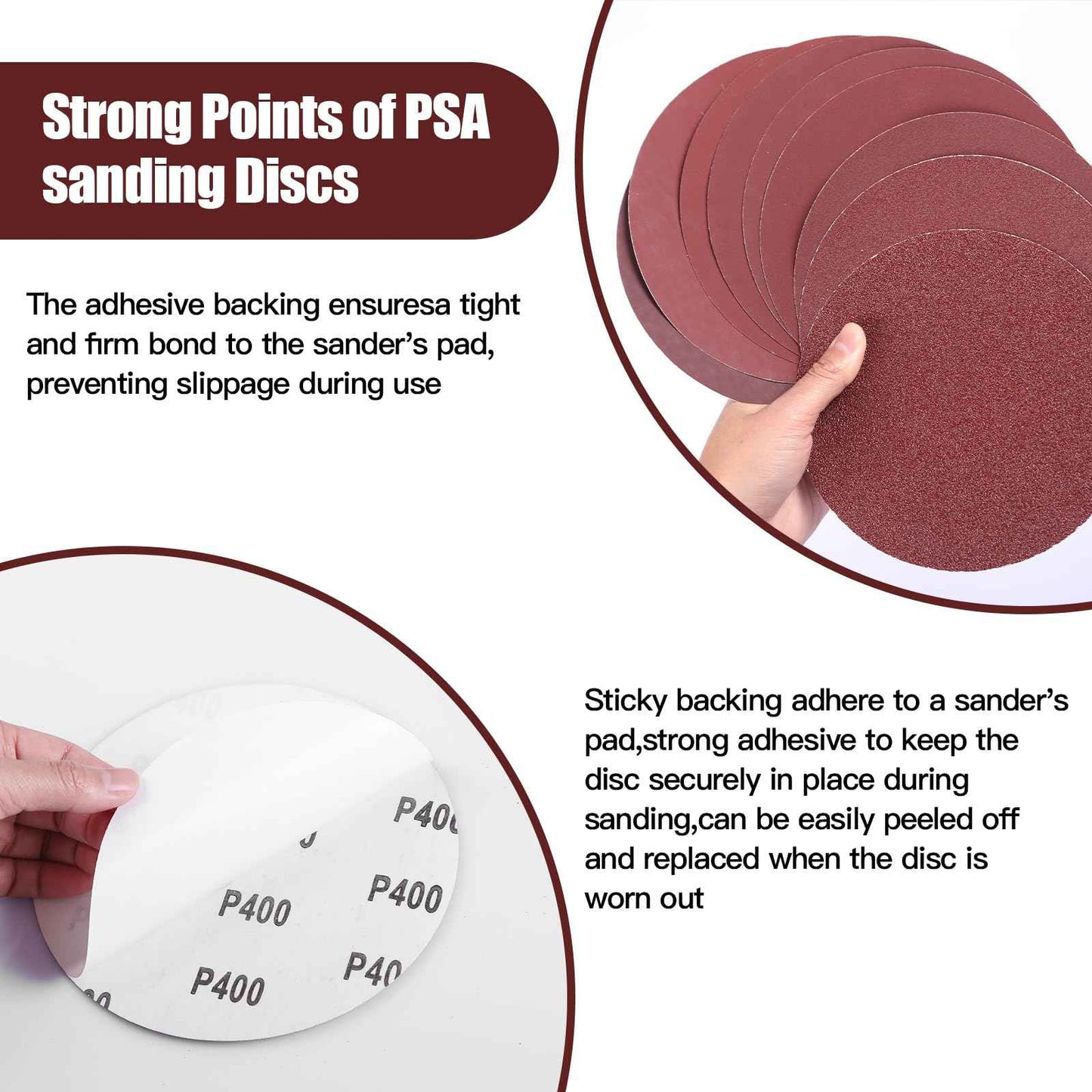 Tongbay 100 PCS 6-Inch PSA Sanding Discs, Self-Adhesive Sandpaper, 10 Grits (60-2000), Premium Aluminum Oxide, Sticky Back Sanding Discs for DA and Random Orbital Sanders, Woodworking, Metal