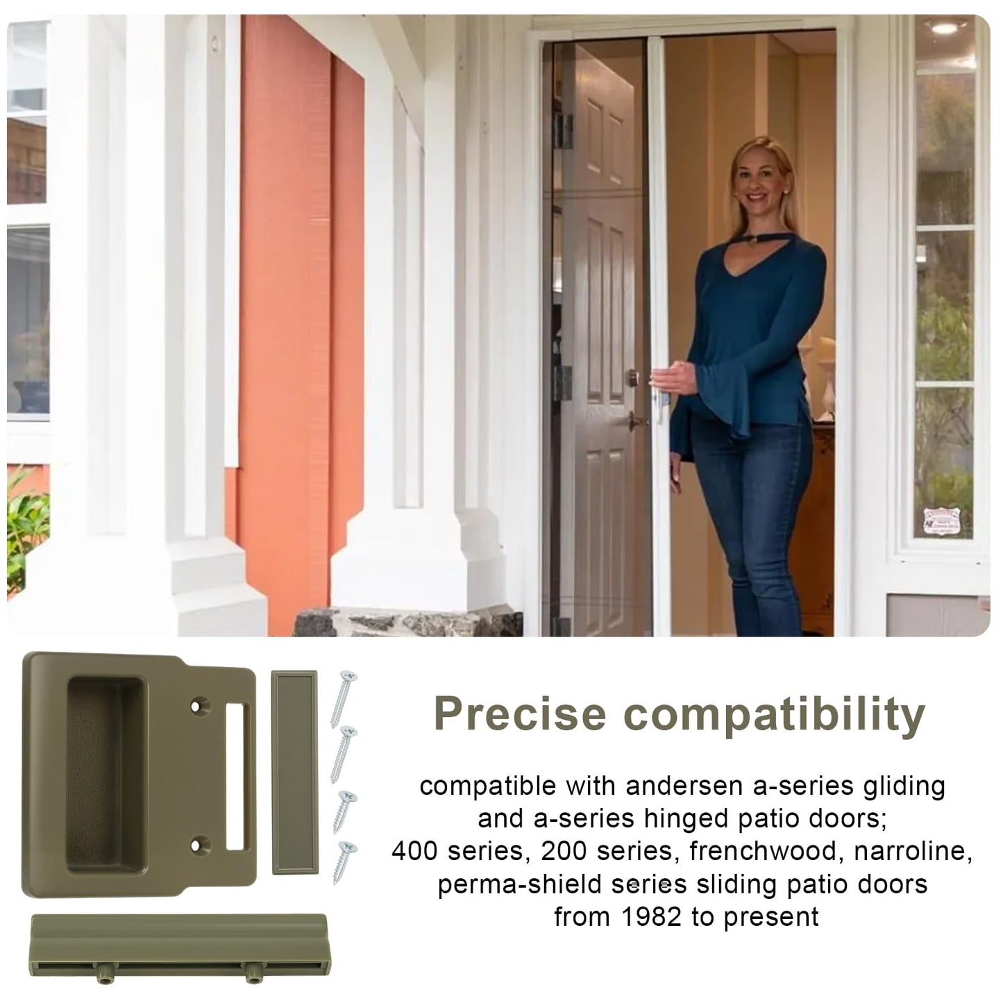 Screen Door Handle Kit for Andersen Doors, Sliding Screen Door and Latches Pull Handle Replacement Parts Fit for Anderson A-Series Gliding & Hinged Patio Doors from 1982 to Present Windows Hardware