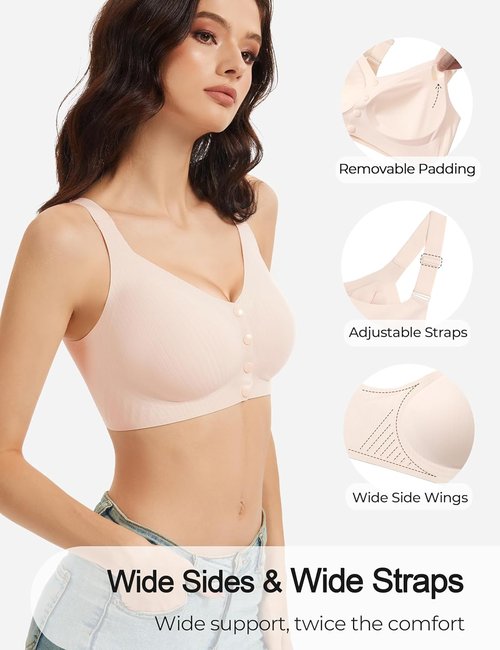Gailife Wireless V-Neck Jelly Bras - Full Coverage Mastectomy Bralettes | Seamless Everyday Comfort