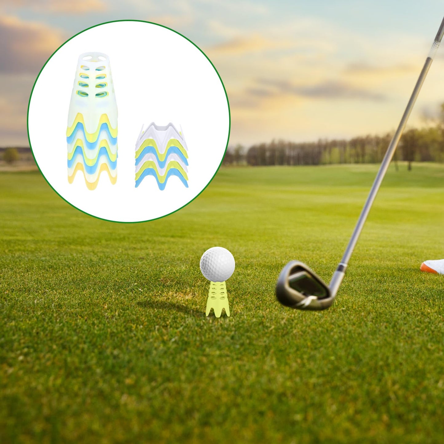 XIHIRCD 30pcs Plastic Golf Tees, 15 Tall & 15 Short Golf Simulator Tees Golf Mat Tees Indoor & Outdoor Practice Golf Tees for Sportsman Golf Lovers Beginners (Blue, White, Yellow)