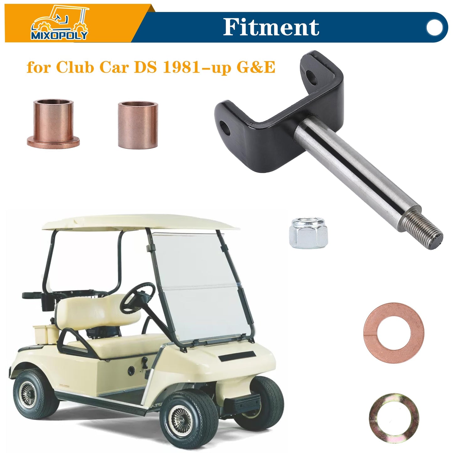 Mixopoly 2 Pack Golf Cart King Pin Repair Kit for Club Car DS 1981-up Gas and Electric Models, Front End King Pin Rebuild Kit, Replace OEM 1016386 1010150 1016389 8067 7048