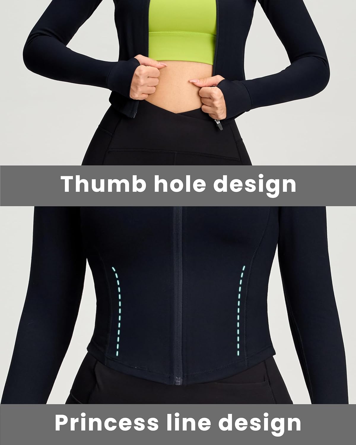 Skiennix Women's BBL Jacket - Full Zip Athletic Cropped Design with Thumb Holes for Running & Yoga