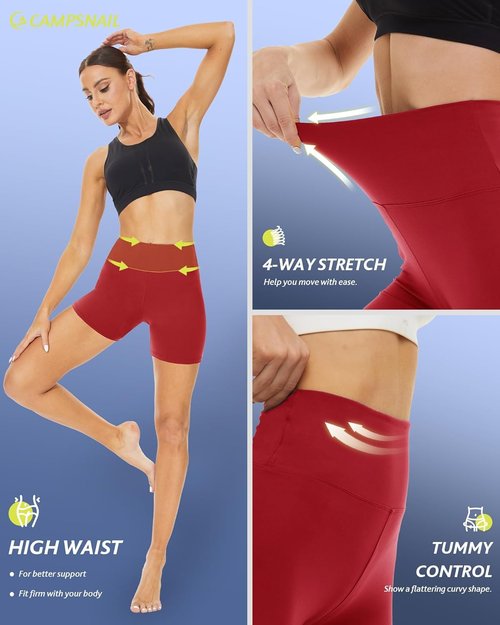 CAMPSNAIL Biker Shorts for Women - High Waisted Tummy Control Spandex | 3"/5"/8" Sizes for Yoga & Dance