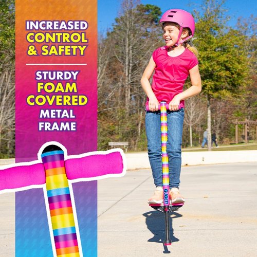 Flybar Foam Jolt Pogo Stick - Safe & Fun for Kids 6+ | Supports 40-80 Pounds | Rainbow Design