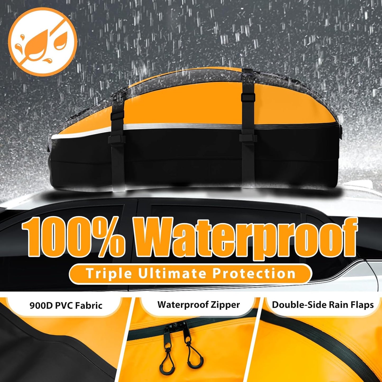 Skiennix Rooftop Cargo Carrier Bag - 100% Waterproof 20 Cubic Feet Luggage Carrier for All Vehicles | Includes Anti-Slip Mat & Hooks