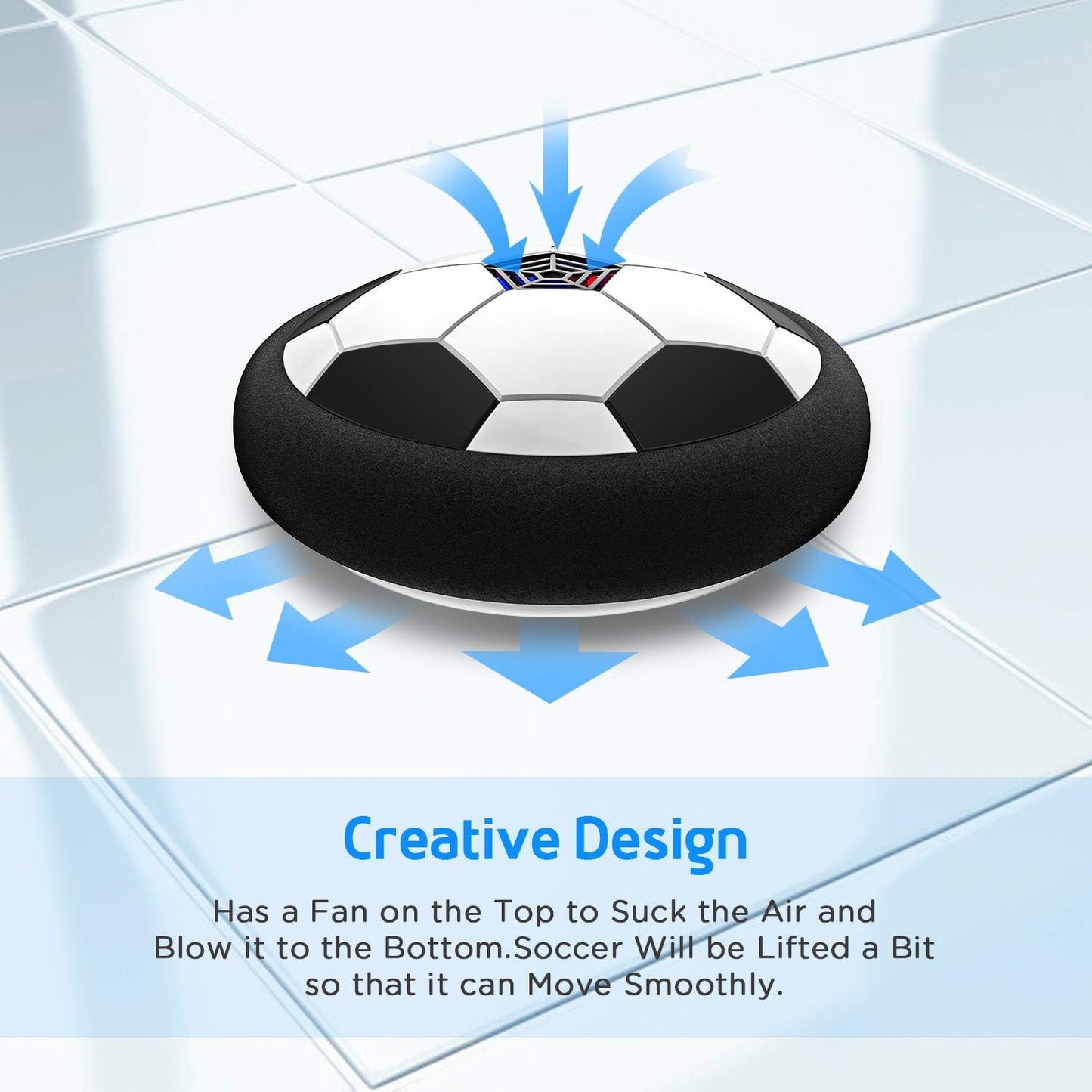 Toyk Boy Toys - LED Hover Soccer Ball - Air-Powered Indoor/Outdoor Football Game for Kids Ages 3-12