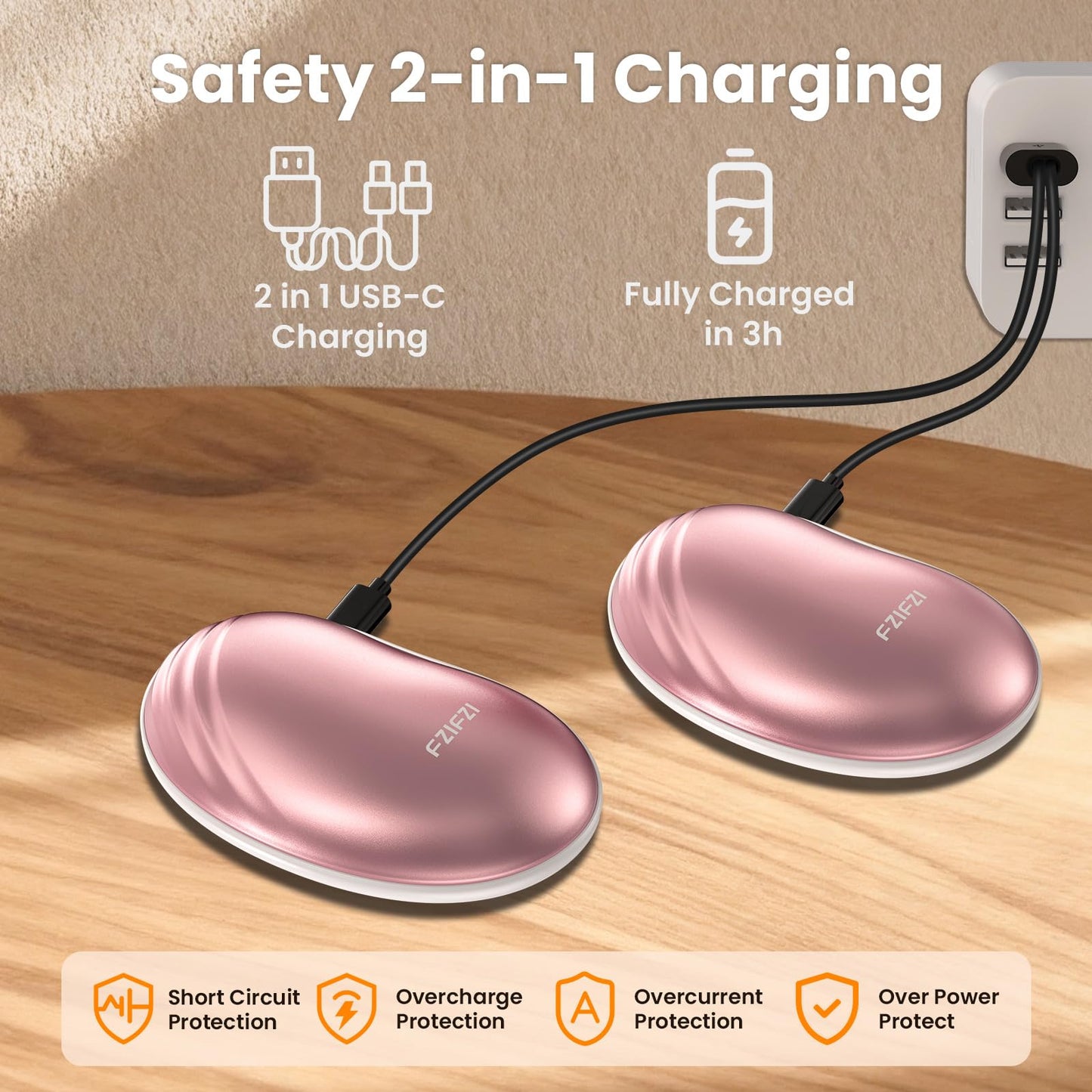 Electric Hand Warmers Rechargeable 2 Pack Handwarmers - Magnetic Hand Warmers 3000mah, Reusable, Portable, USB Charging Pocket Heater for Golf, Camping, Fishing, Outdoor, Gifts for Women, Men