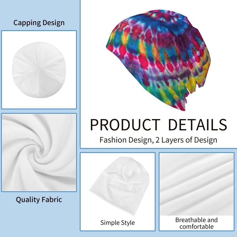 Athjunss Tie Dye Beanie Hat Chemo Headwear Slouchy Skull Sleep Cap for Women Men Winter Running