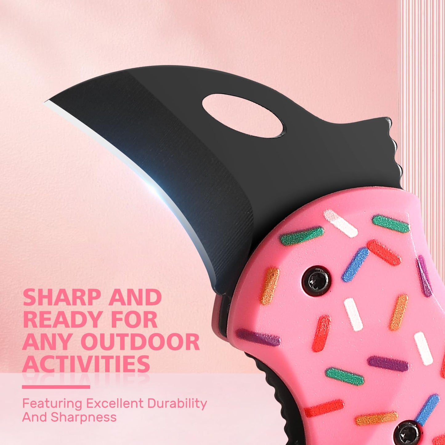 Donut Folding Pocket Utility Knife,1.34''Blade Small EDC Knife,Pink Pocket Knife for Women Men,Cute Folding Knife Box Cutter，Perfect Christmas Gift for Women（Donut）