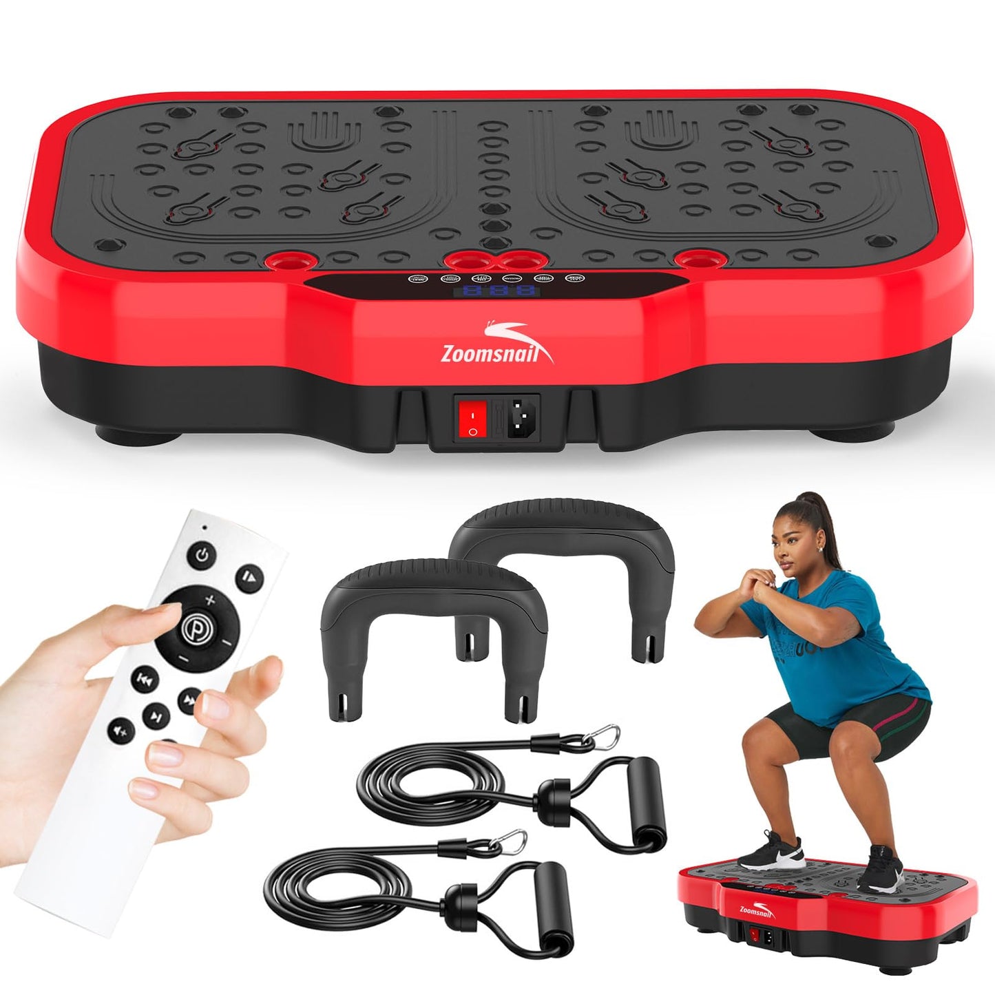 Zoomsnail Vibration Plate Exercise Machine, 8000 Vibrations/min Adjustable Fitness Platform, 400 Lbs Capacity Whole Body Workout Extra Large Size Platform with Bluetooth for Weight Loss, Women & Men
