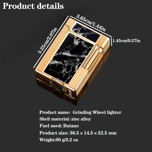 Classic Brushed Gas Lighters, Zinc Alloy Refilled Butane Lighter, Side Wheel Frosted Lighter, Adjustable Flame Flip Lighters, for Outdoor, Camping, Men's Gifts (Gold A)