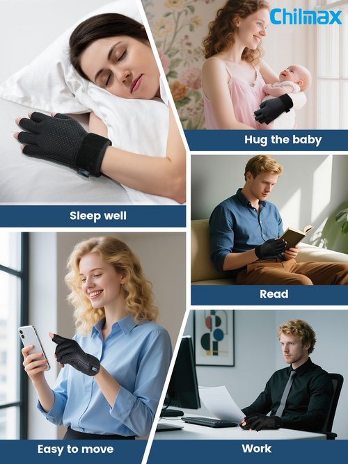 Chilmax Hand Ice Pack Glove for Arthritis Pain Relief,Hot & Cold Therapy Fingers Arthritis Compression Wrap Adjustable Gel Wrist Ice Pack for Carpal Tunnel,Swelling,Tendinitis(1pcs Medium)